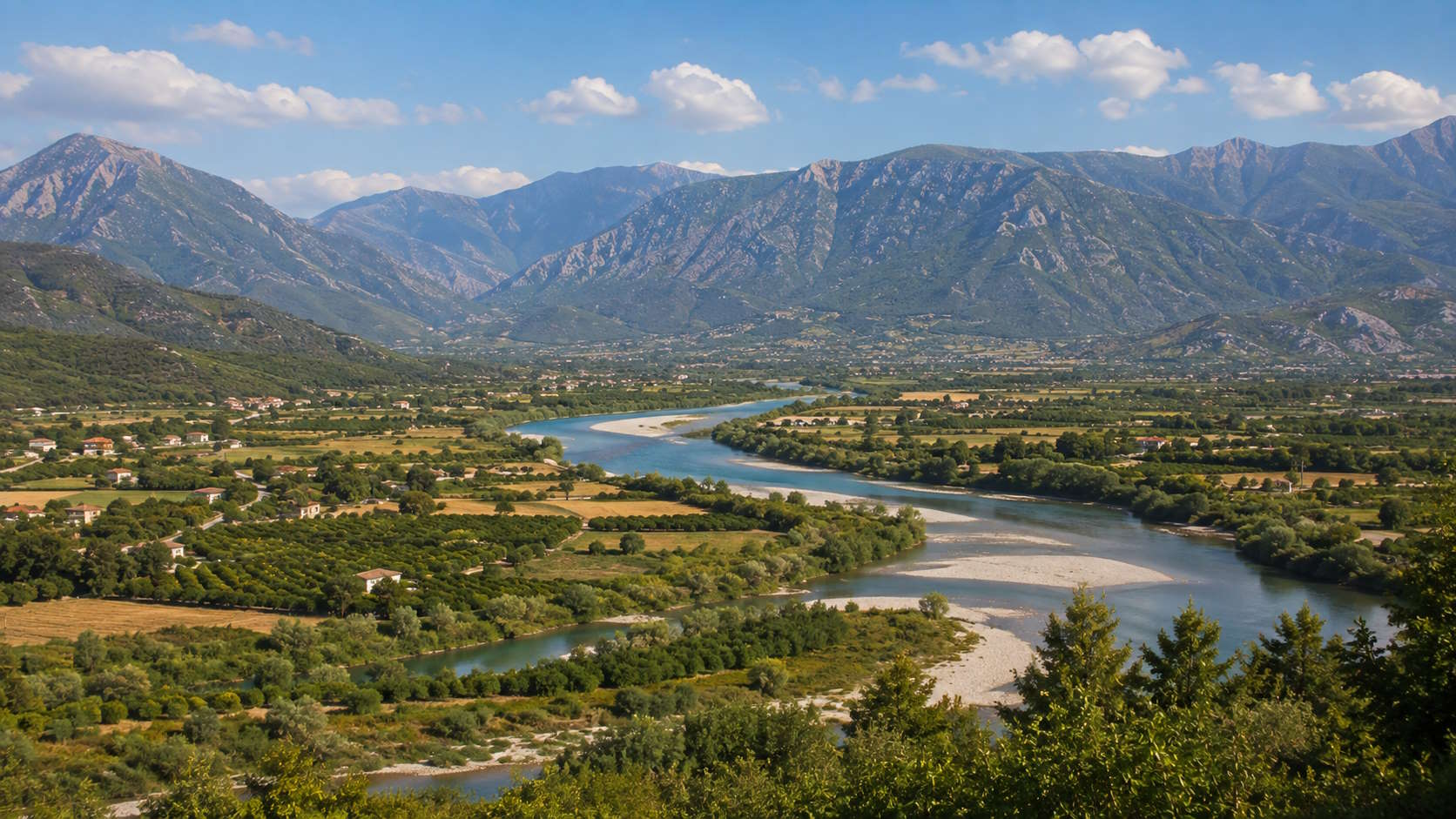River valley and mountainous landscape in Arta, Epirus, Greece