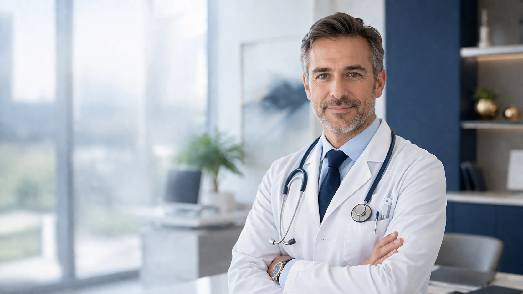 Male doctor in modern clinic