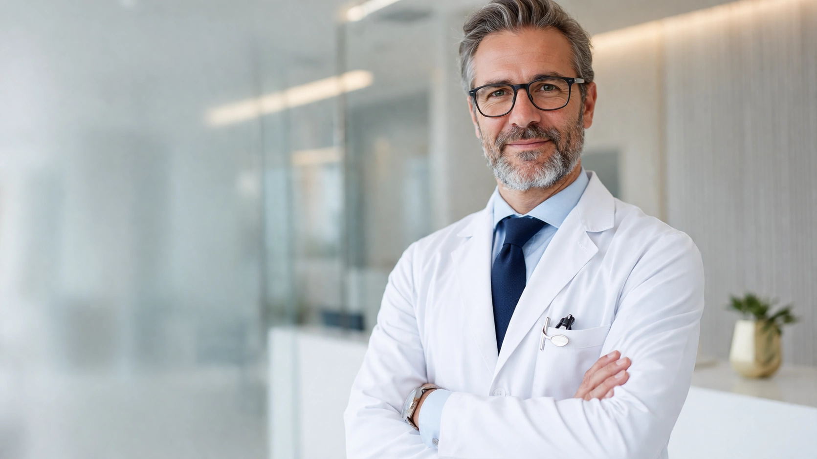 Male doctor in modern clinic