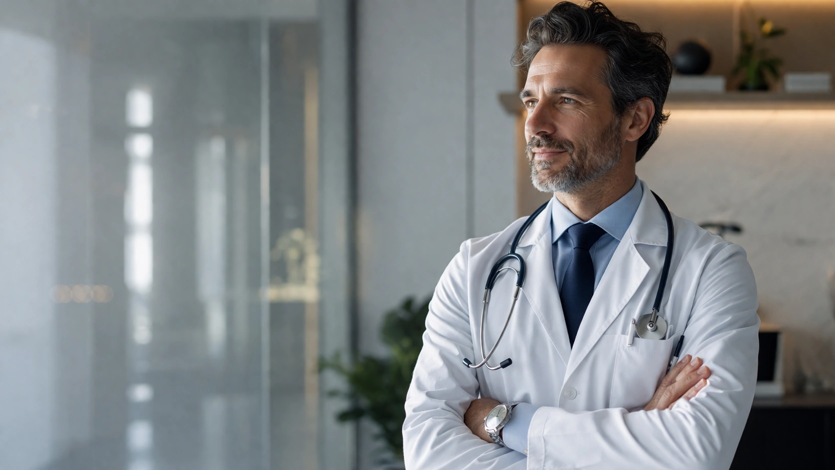 Male doctor in modern clinic