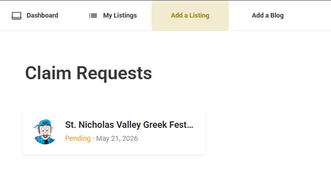 Kalostous dashboard showing a pending business ownership claim request under admin review