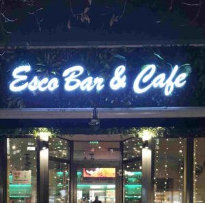 Esco Bar & Cafe entrance and nightlife atmosphere in Stuttgart, Germany