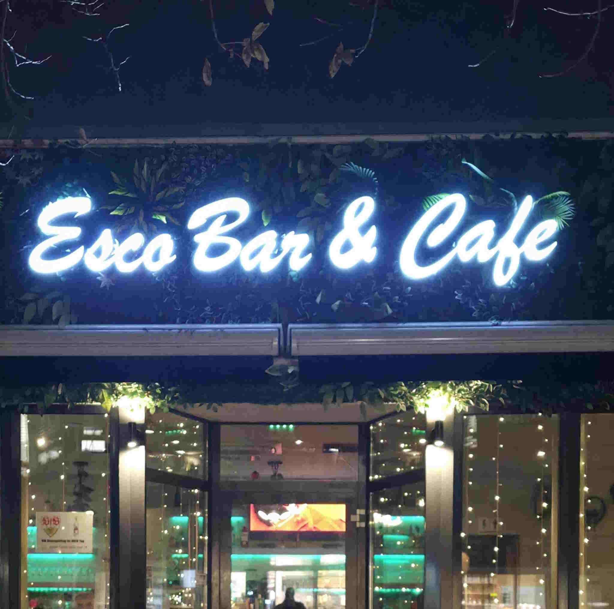 Esco Bar & Cafe entrance and nightlife atmosphere in Stuttgart, Germany