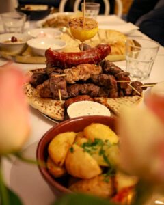 Traditional Greek meze served for sharing