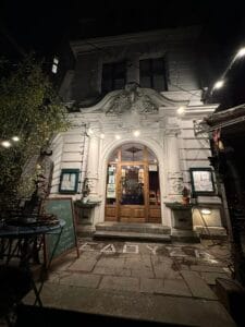 Historic exterior and entrance of Medusa restaurant in Berlin-Friedenau