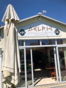 Exterior and entrance of Delphi Greek restaurant