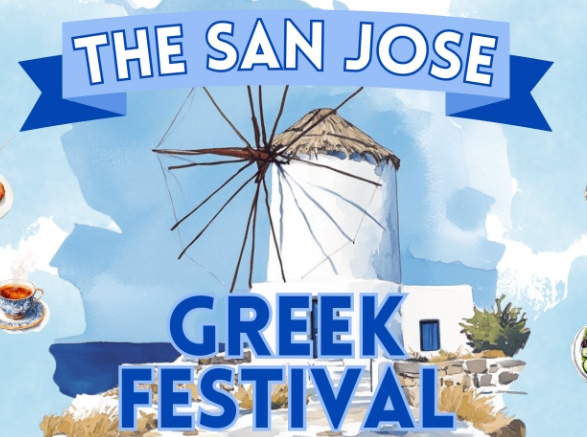 Visitors enjoying Greek food, live music, and dance performances at San Jose Greek Festival.