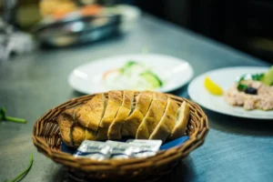 Bread and Greek appetisers prepared at Akropolis restaurant