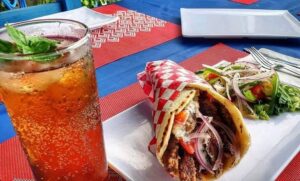 Greek gyros at Mykonos restaurant in Puerto Vallarta