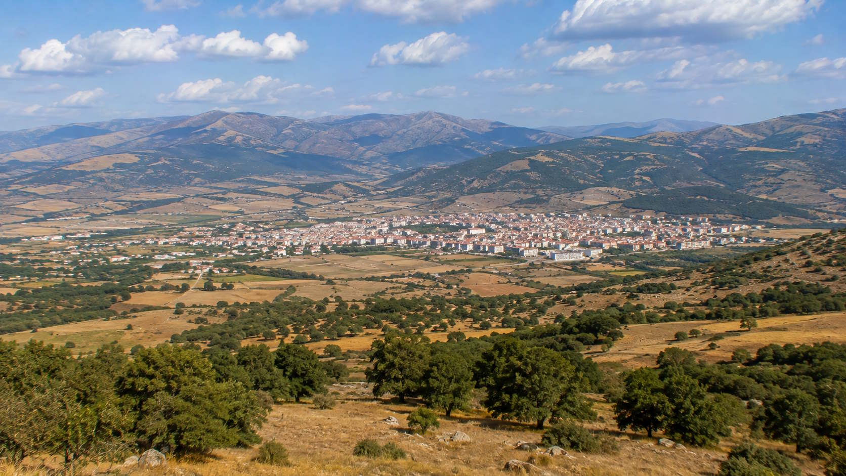 Mountain landscape and city of Kozani in Western Macedonia, Greece