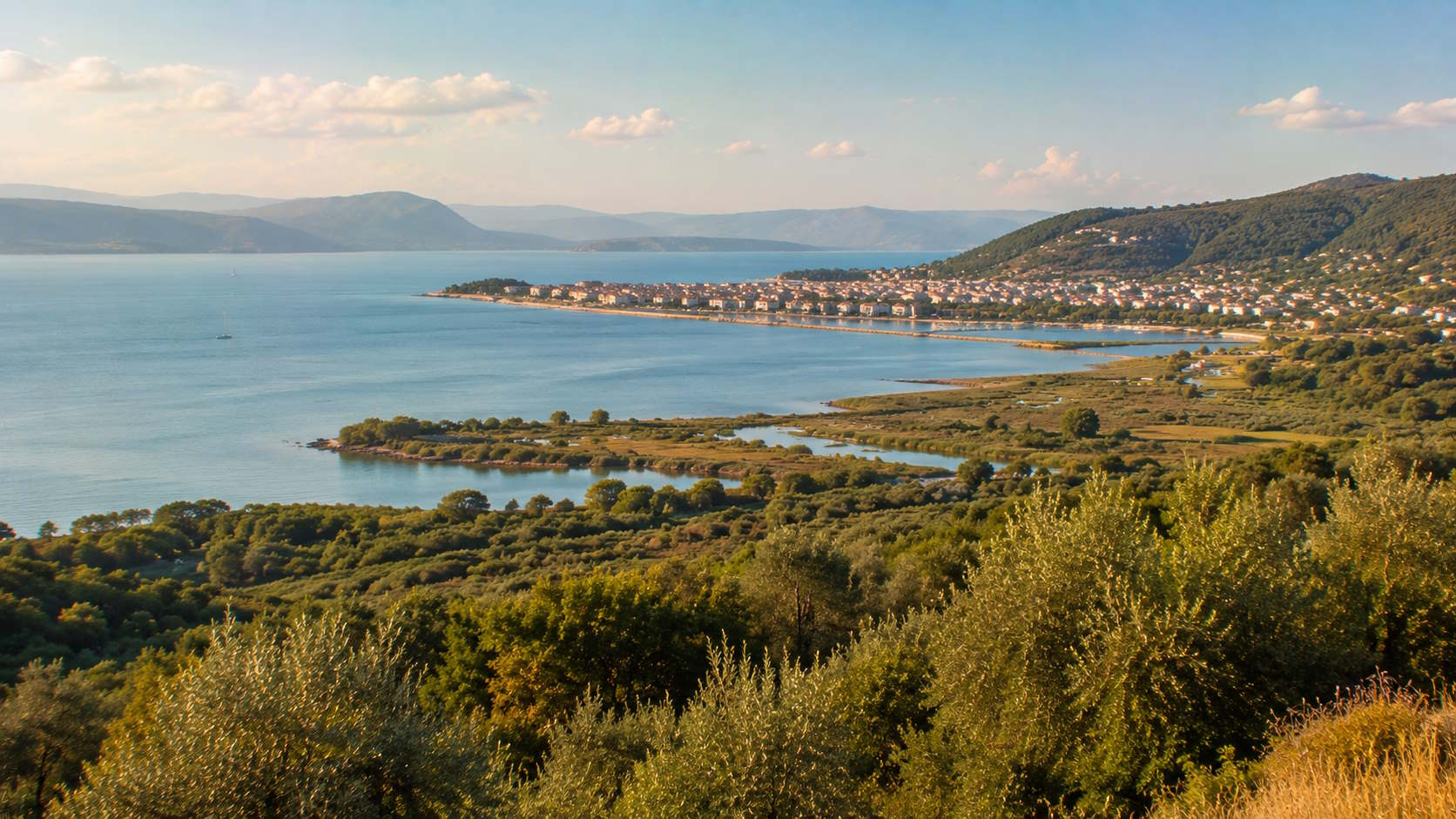 Coastal landscape, wetlands and settlement in Preveza, Epirus, Greece