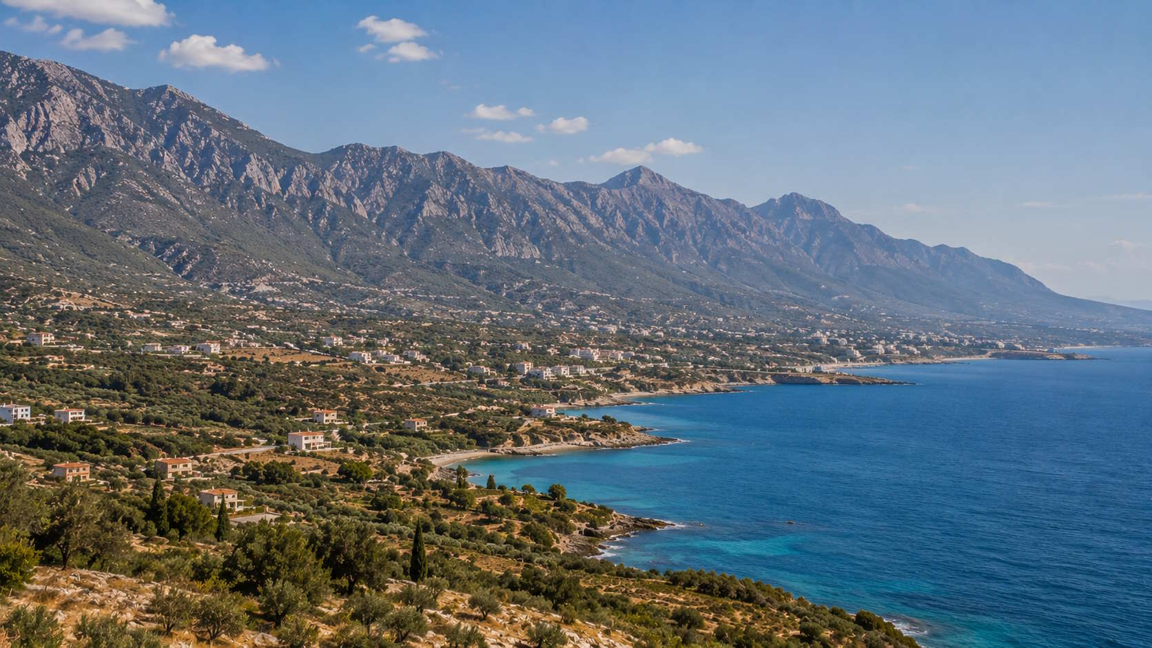 Kyrenia mountain range and Mediterranean coastline in northern Cyprus