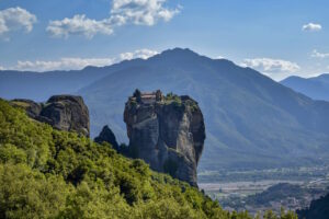 Meteora monastery on a dramatic rock formation near Kalambaka in Thessaly, Greece