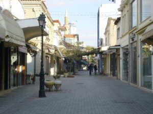 Pedestrian street in the historic center of Komotini in Thrace, Greece