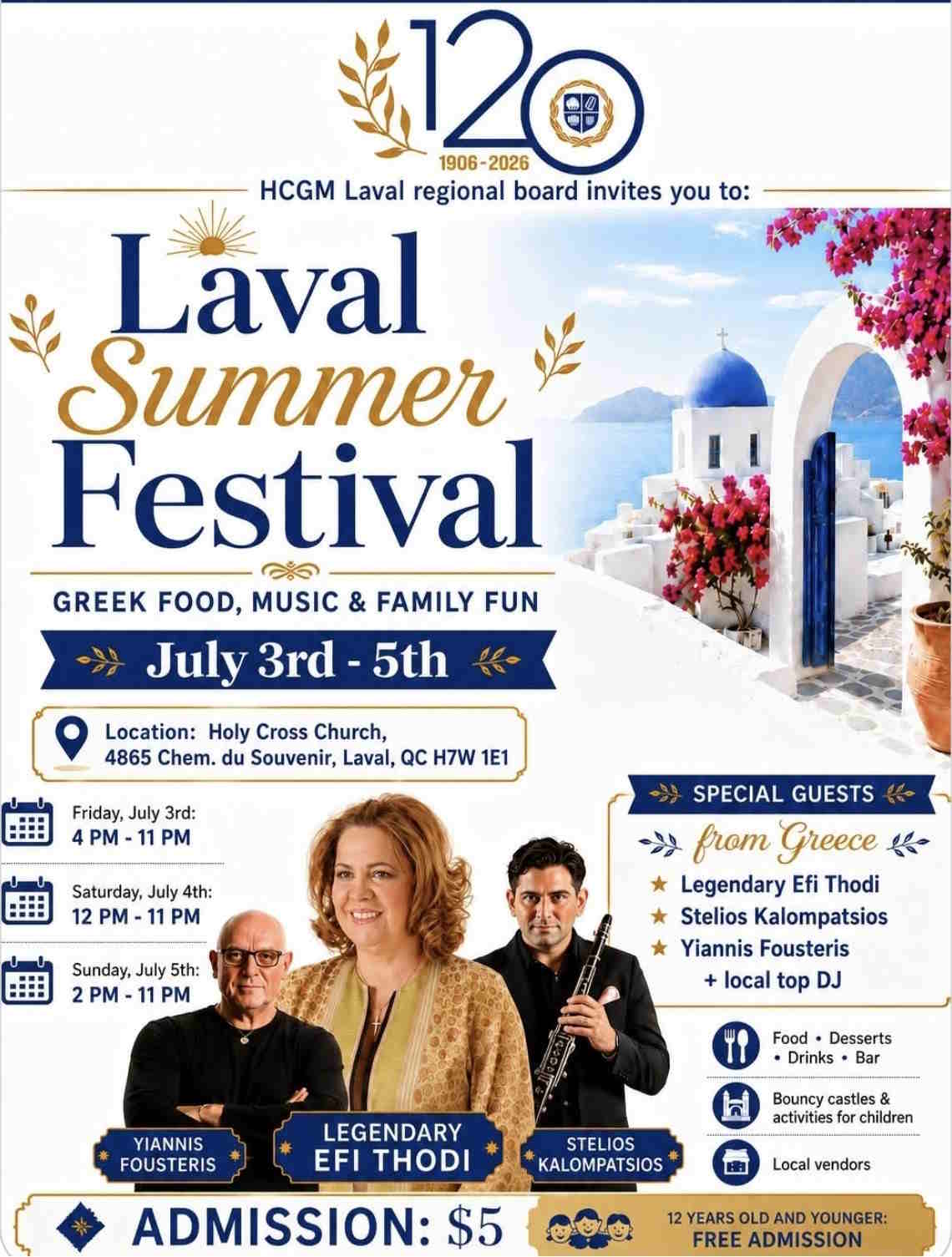 Laval Summer Festival 2026 with Greek food, music and family activities in Laval, Quebec