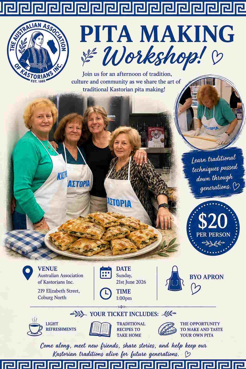 Pita Making Workshop hosted by the Australian Association of Kastorians in Melbourne