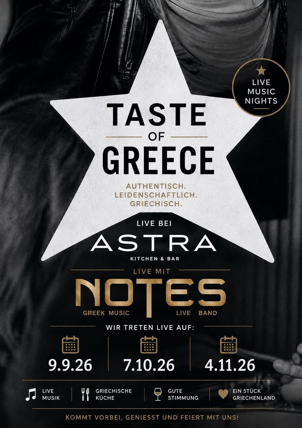 NOTES Live Band Greek music night at ASTRA Kitchen & Bar in Zurich