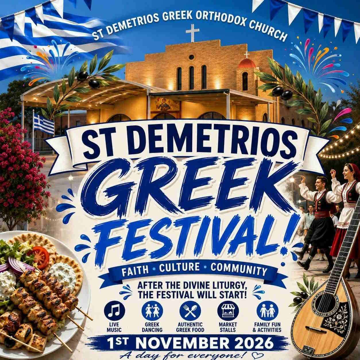 St Demetrios Greek Festival 2026 in Sydney with Greek food, live music, traditional dancing and family activities.