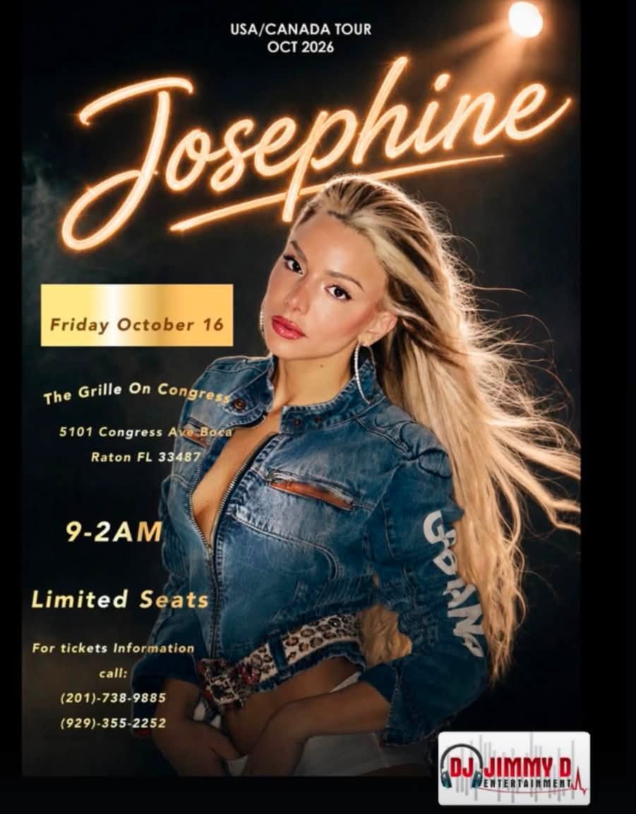 Poster for Josephine Live in Boca Raton, Florida during the USA & Canada Tour 2026 at The Grille On Congress.
