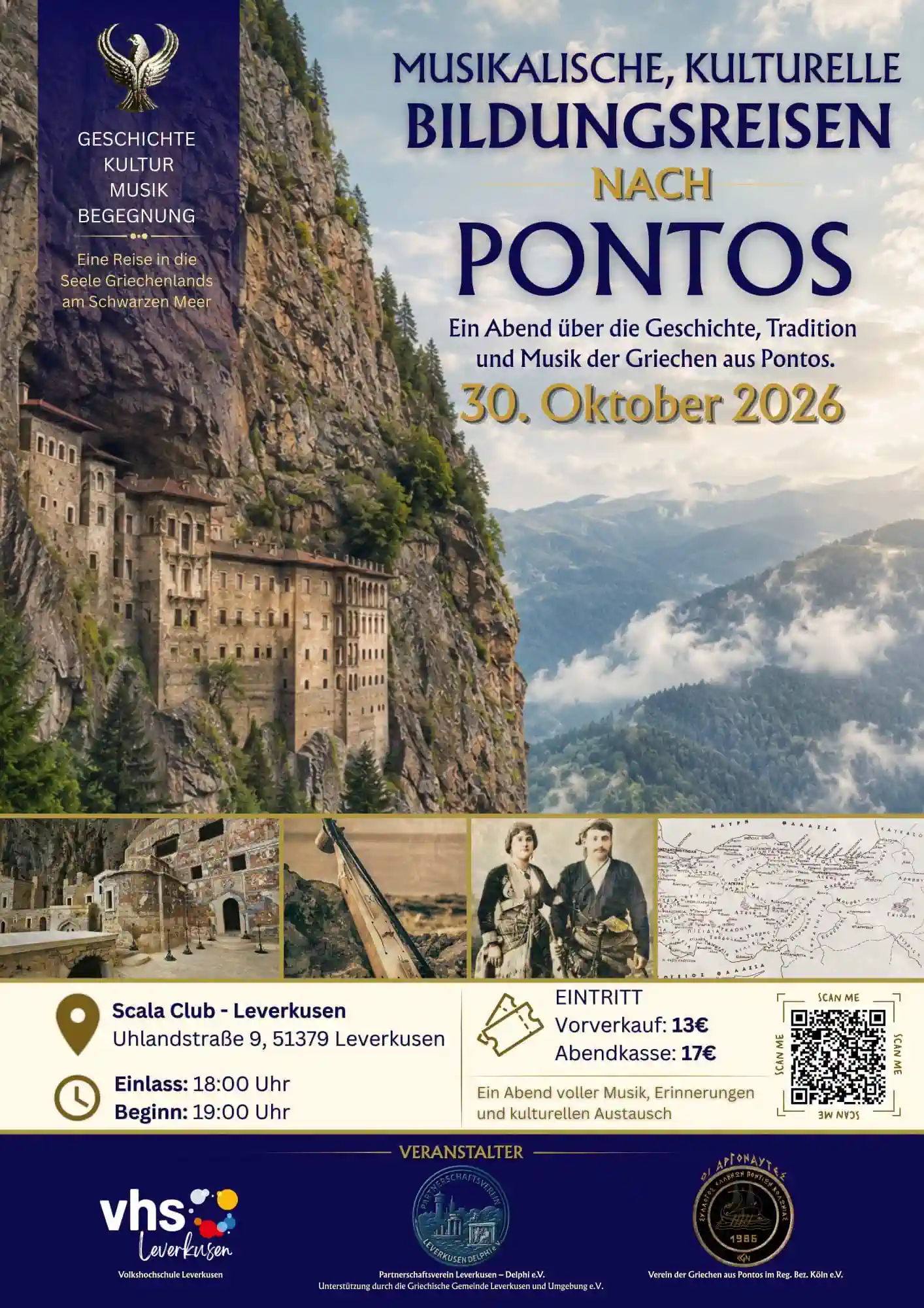Poster for Pontos – Eine musikalische und kulturelle Bildungsreise in Leverkusen on October 30, 2026.