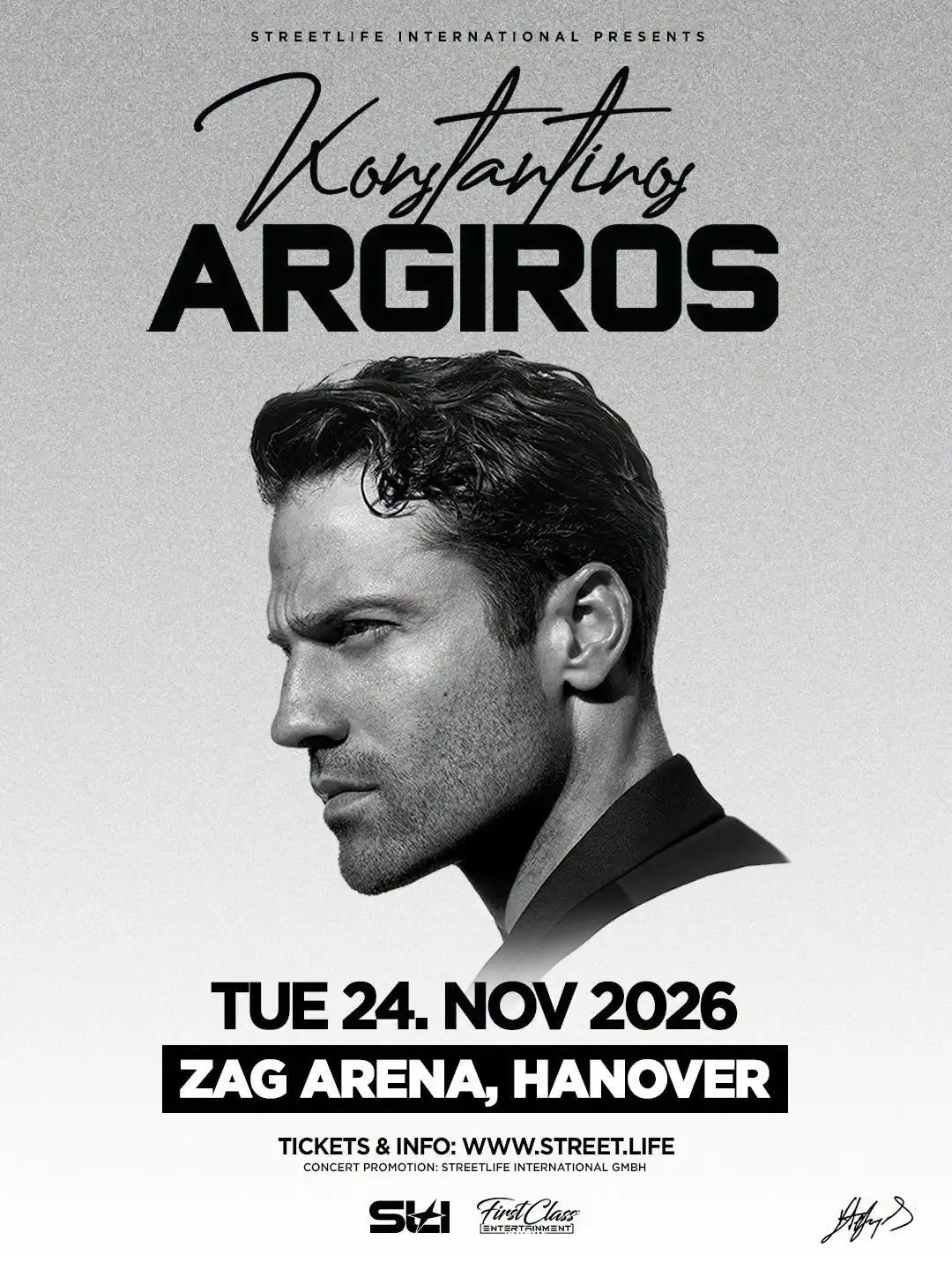 Konstantinos Argiros live at ZAG Arena in Hanover, Germany on November 24, 2026