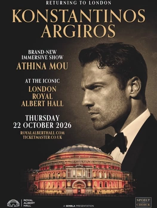 Konstantinos Argiros Athina Mou live at Royal Albert Hall in London on October 22, 2026