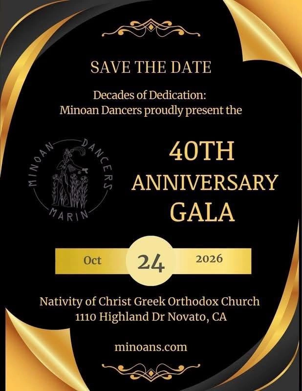Minoan Dancers 40th Anniversary Gala at Nativity of Christ Greek Orthodox Church in Novato on October 24, 2026