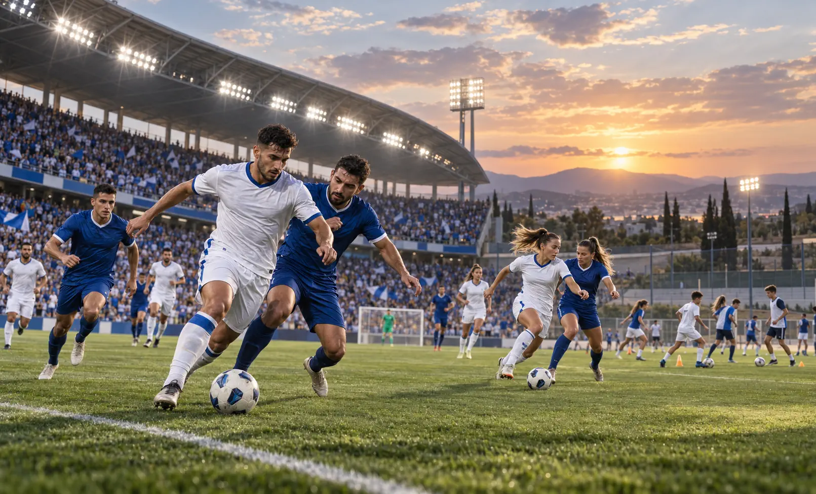 Football action representing the Cyprus national football teams