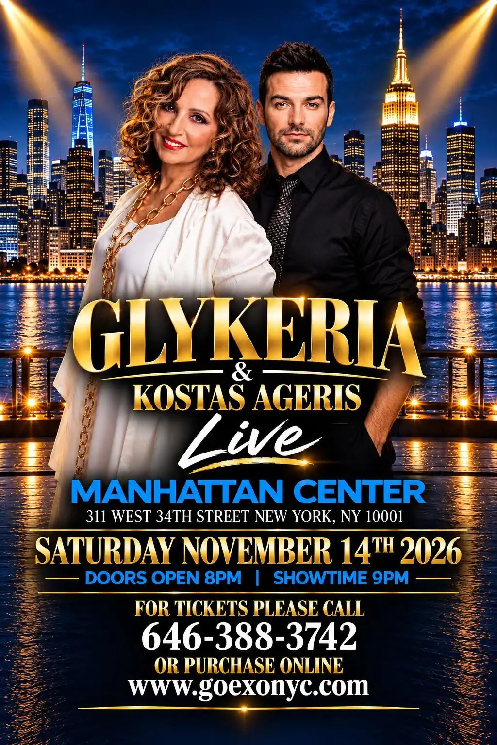 Poster for Glykeria and Kostas Ageris live in New York on 14 November 2026