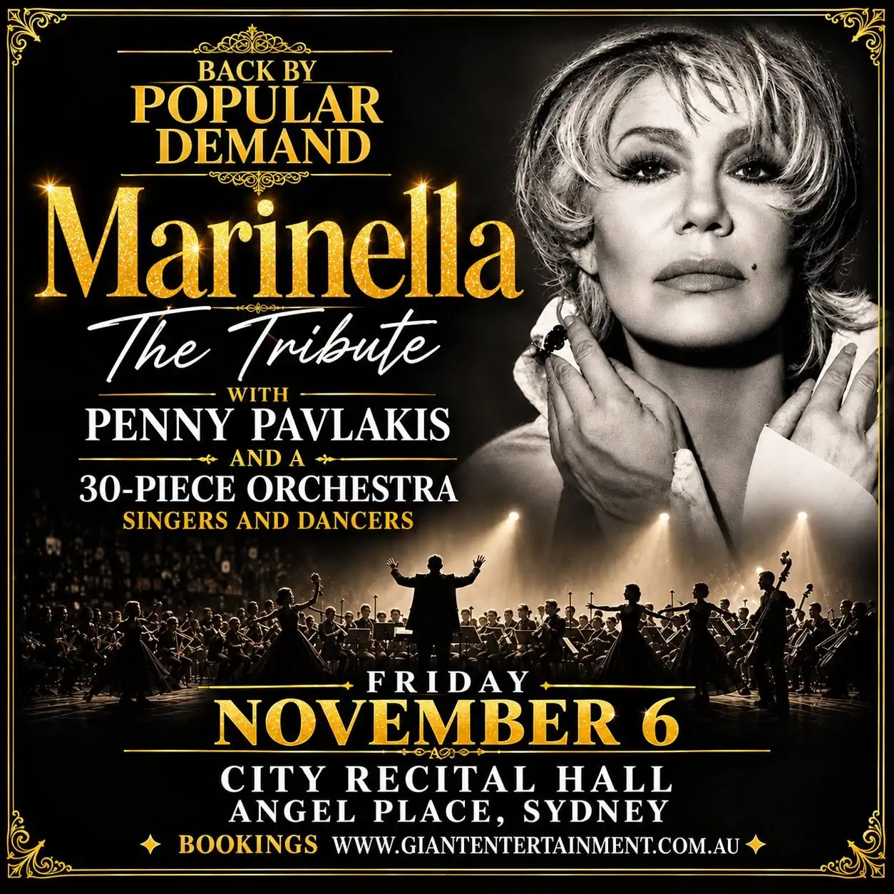 Poster for Marinella – The Tribute with Penny Pavlakis in Sydney on November 6, 2026