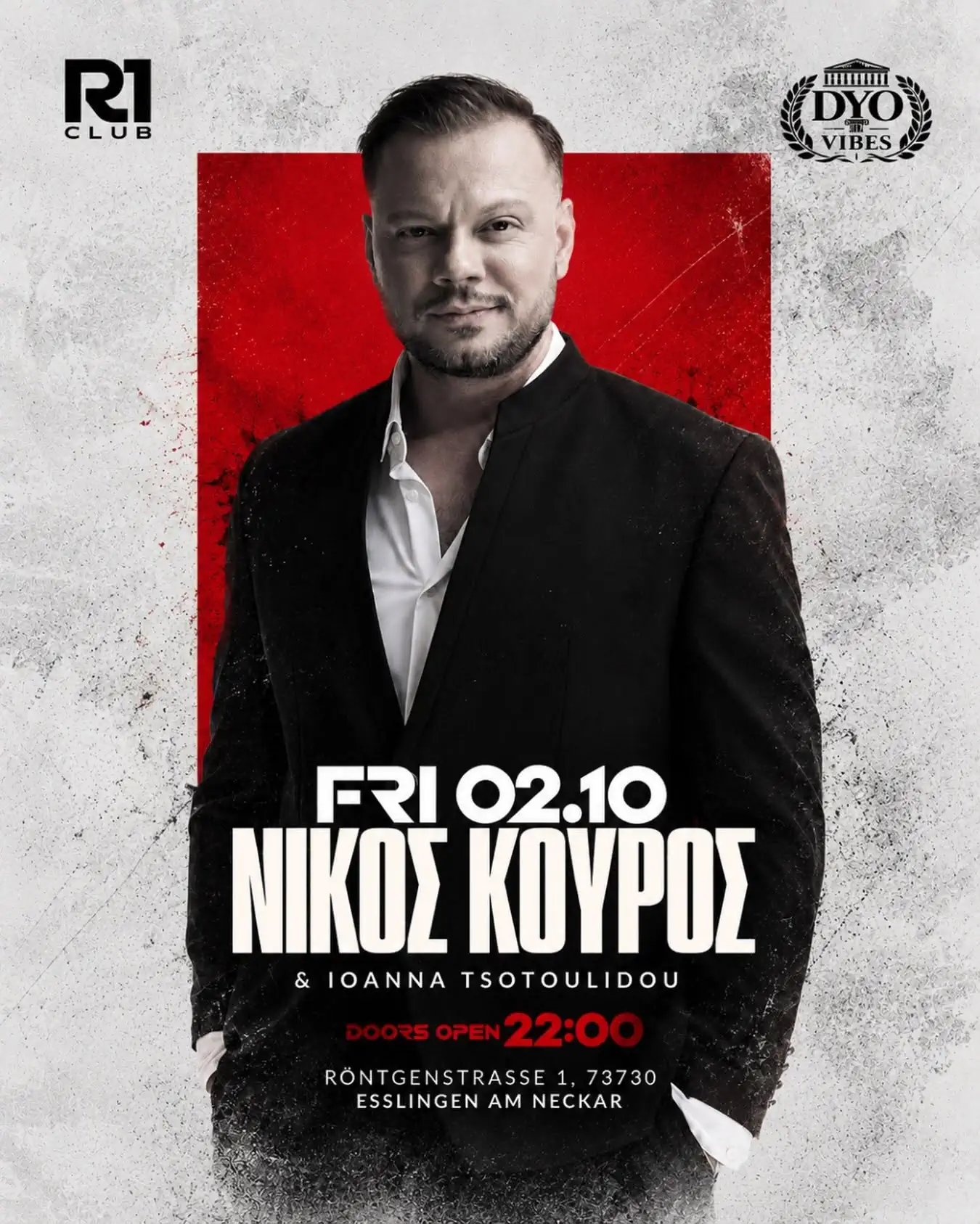 Nikos Kouros Greek live music night with Ioanna Tsotoulidou at R1 Club in Esslingen