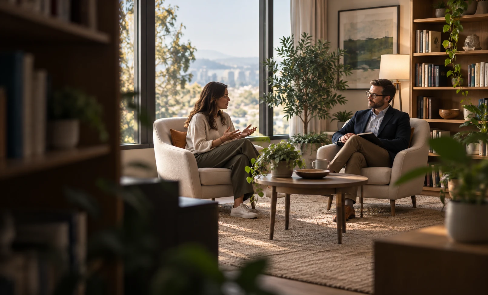 Psychologist listening attentively during a professional counseling session