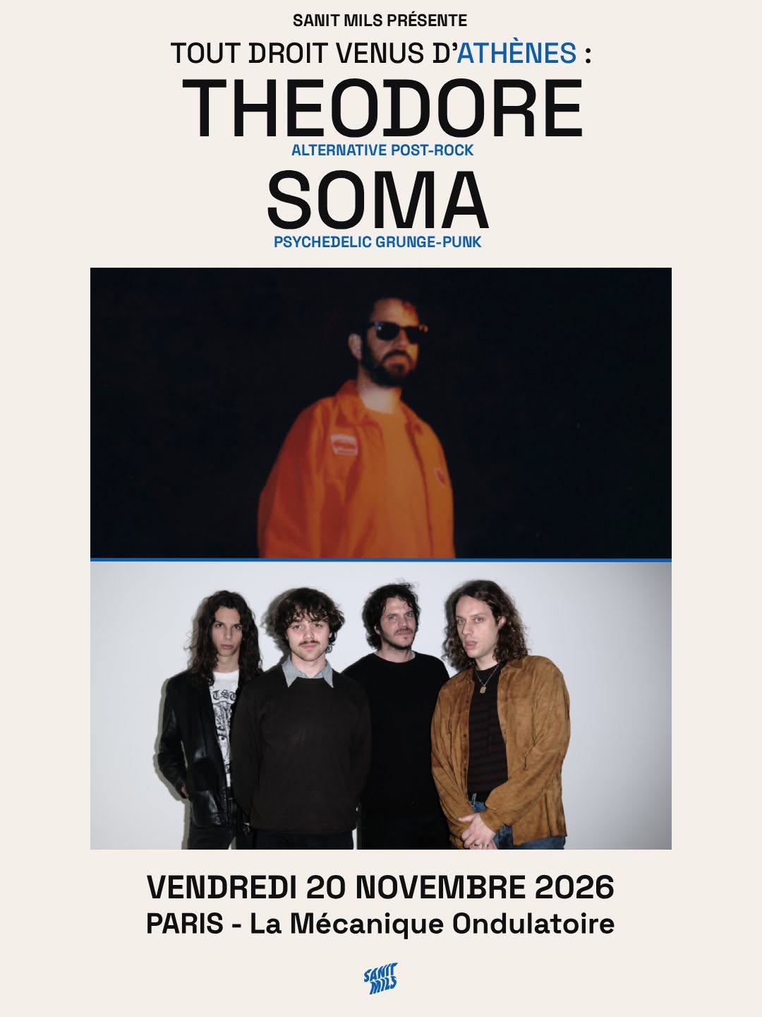 Poster for Theodore and Soma live at La Mécanique Ondulatoire in Paris on November 20, 2026