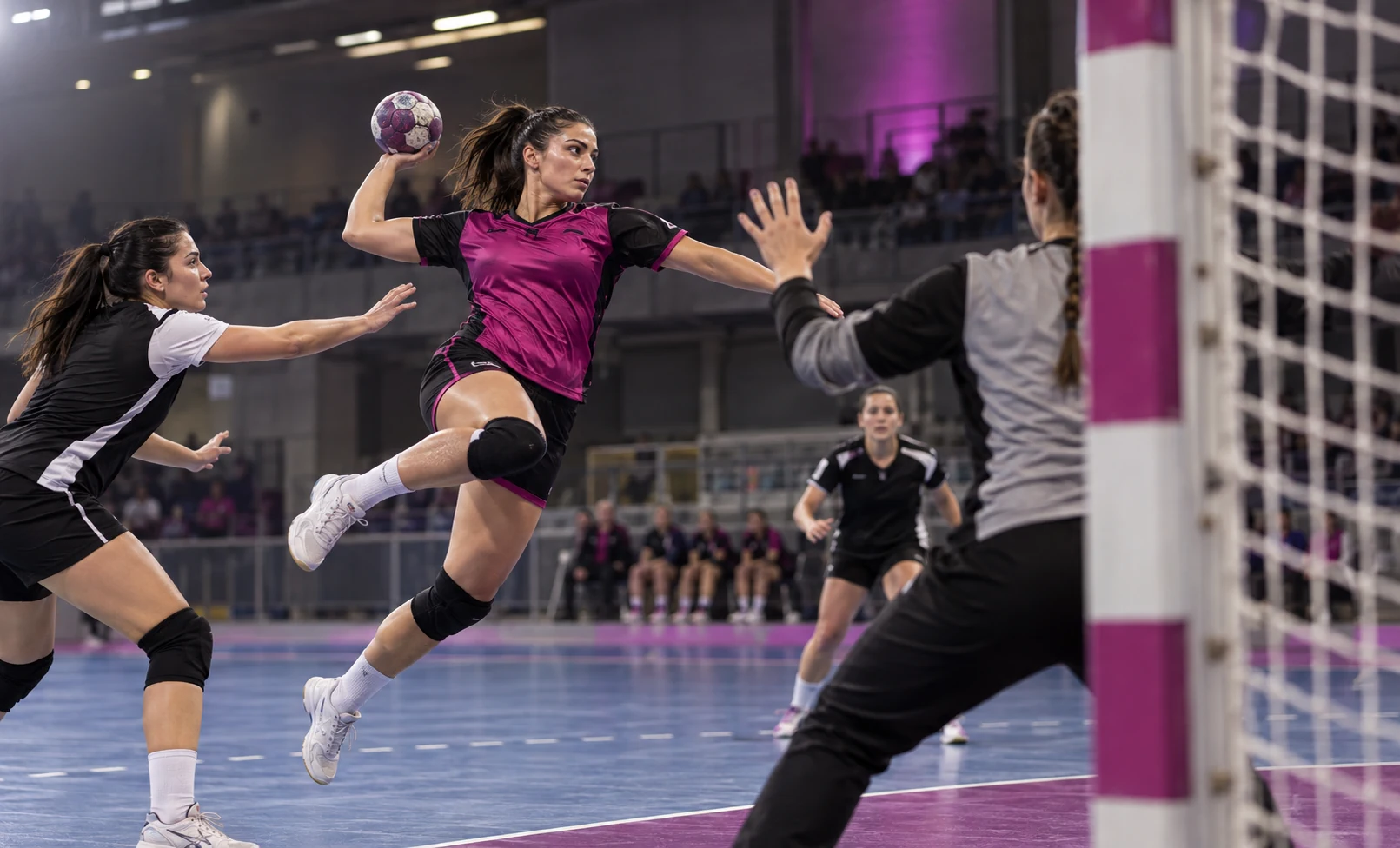 Women’s handball action representing Youth Union of Athienou in Cyprus