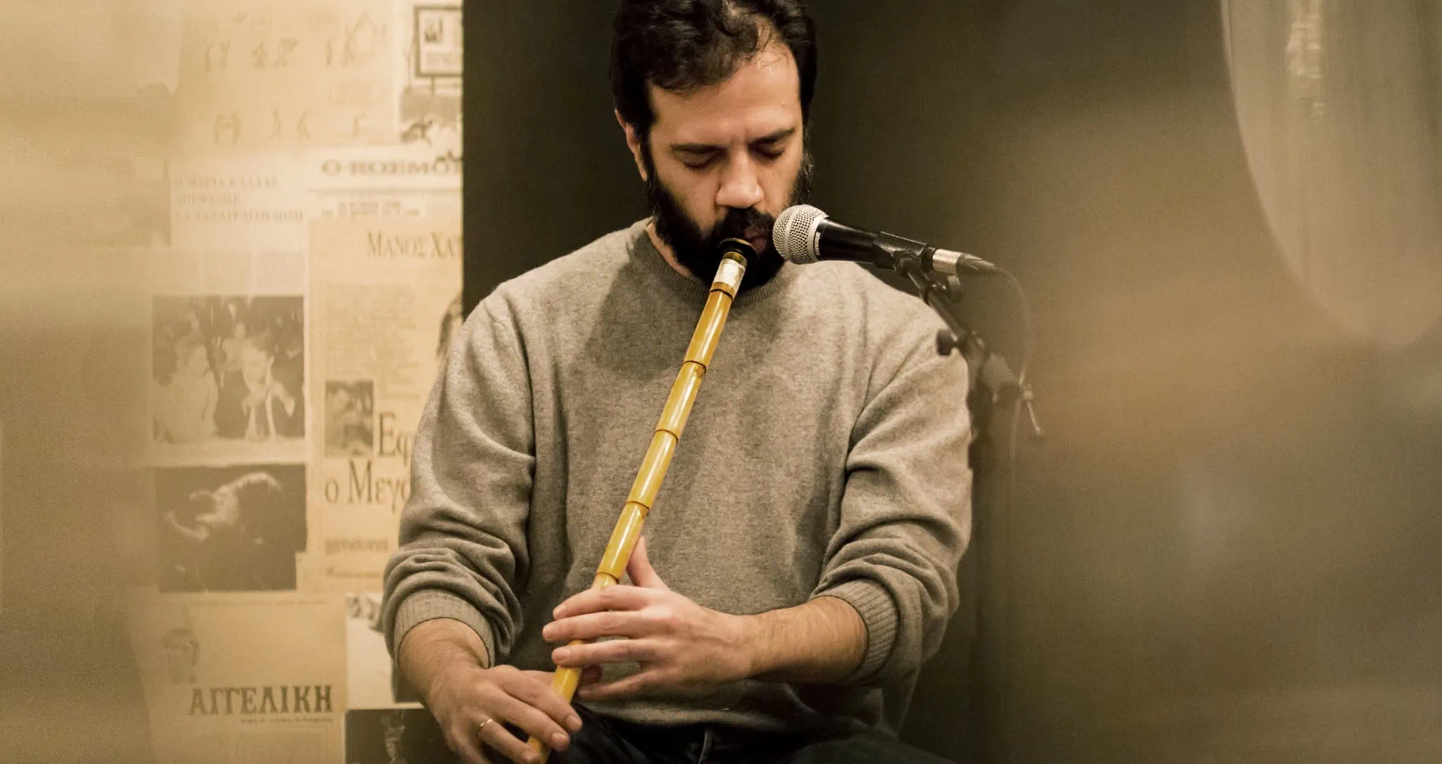 Harris Lambrakis performing with ney for his makam workshop in Milan in 2026
