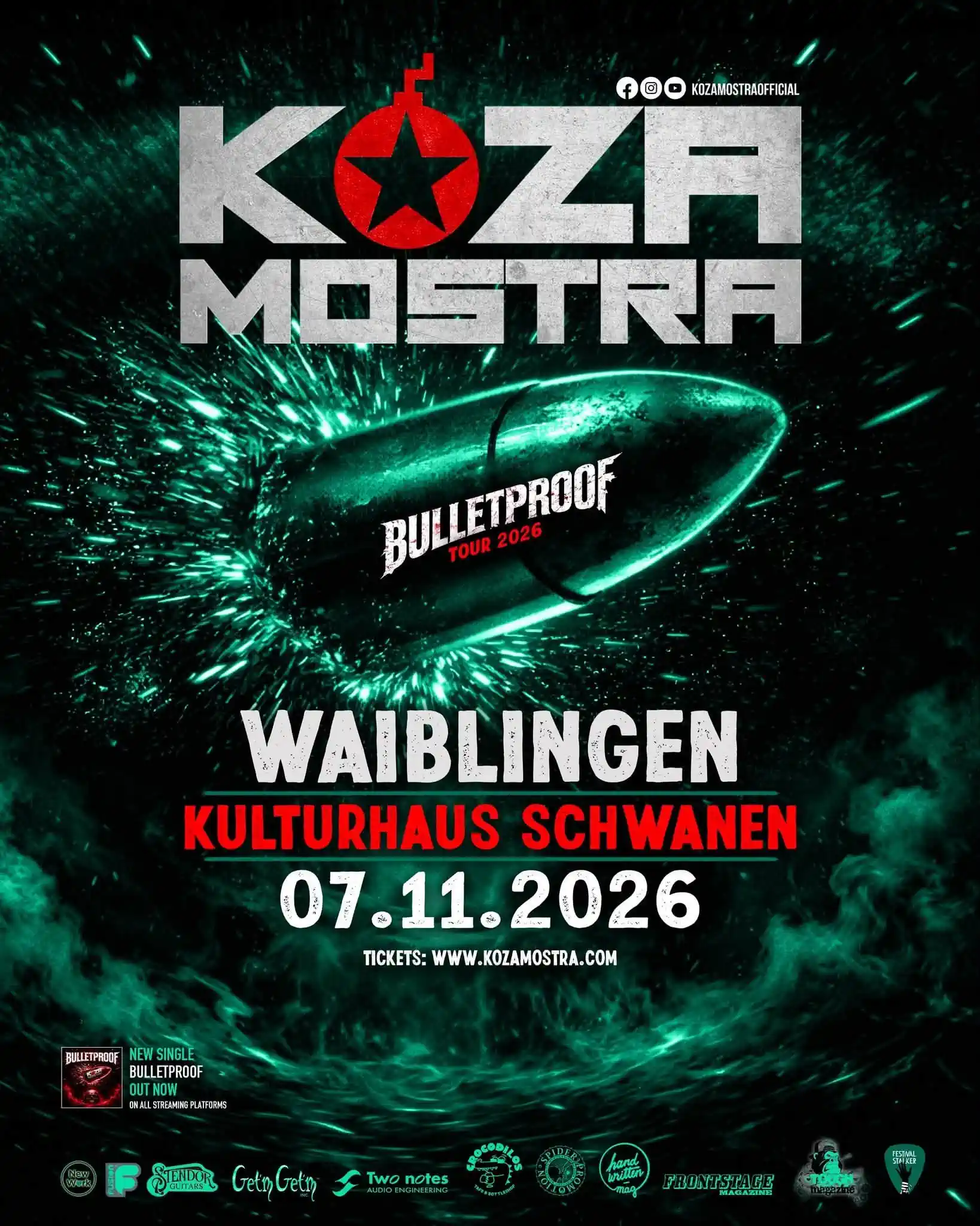 Poster for Koza Mostra at Kulturhaus Schwanen in Waiblingen on November 7, 2026