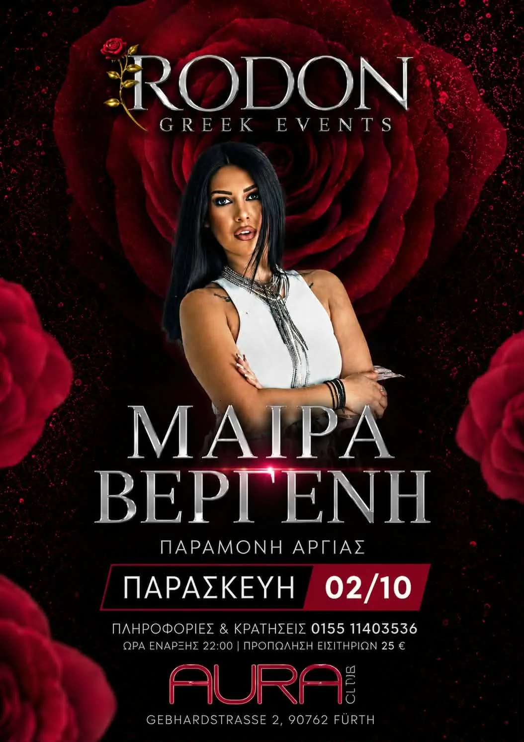 Poster for Maira Vergeni at Aura Club in Fürth on October 2, 2026