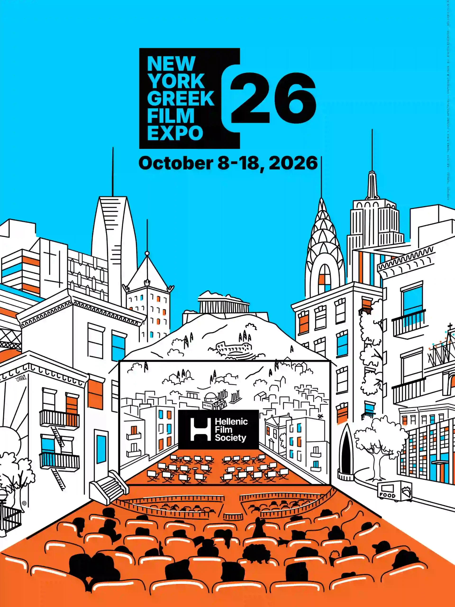 Official poster for the New York Greek Film Expo 2026 from October 8 to 18