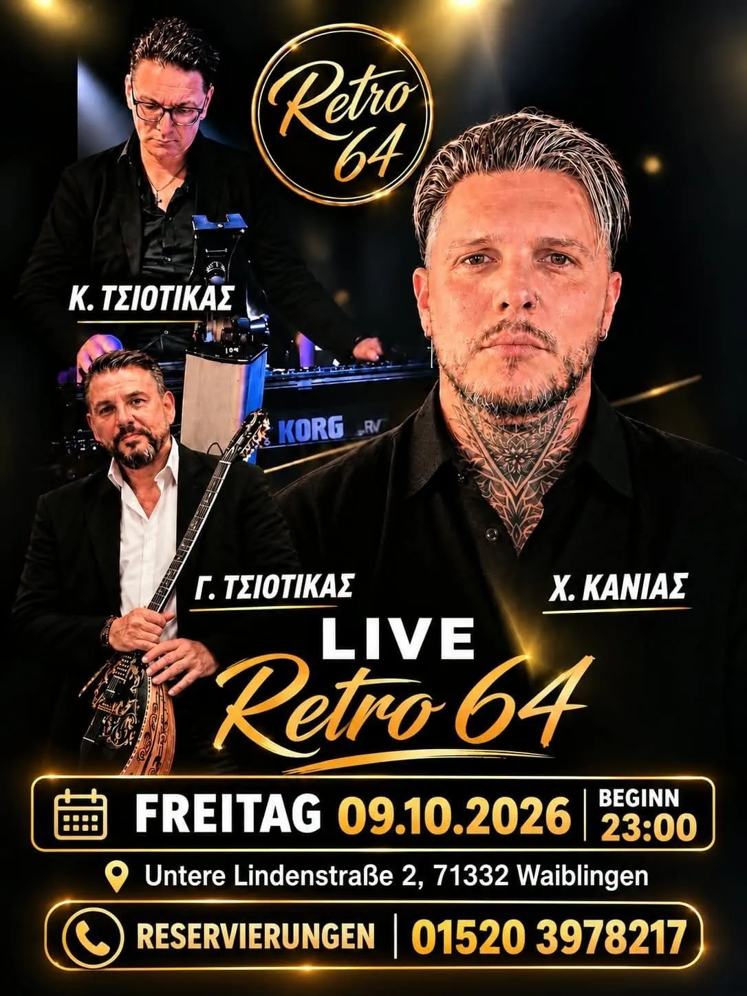 Poster for Tsiotikas & Kanias Live at Retro 64 in Waiblingen on October 9, 2026